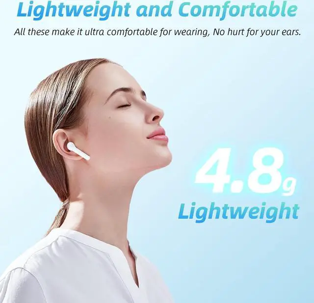 Alt view image 5 of 7 - Wireless Earbuds 40H Playtime 8H Continuous Playtime Bluetooth Ear Buds, IPX6 Waterproof Stereo Sound Bluetooth Wireless Headphones with Microphone and Charging Case for iOS Android Sports