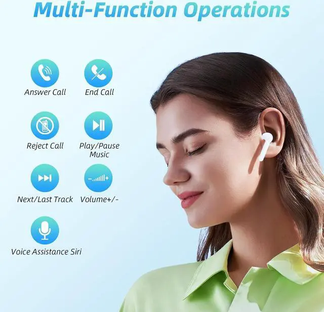 Alt view image 7 of 7 - Wireless Earbuds 40H Playtime 8H Continuous Playtime Bluetooth Ear Buds, IPX6 Waterproof Stereo Sound Bluetooth Wireless Headphones with Microphone and Charging Case for iOS Android Sports