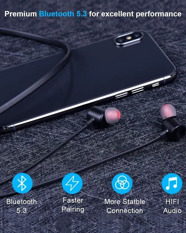 Alt view image 2 of 7 - NANAMI Earbuds, Update Bluetooth Wireless Headphones, IPX7 Waterproof, in-Ear Earphones with Mic, Magnetic Neckband, HiFi Stereo Deep Bass Noise Cancellation Headsets,18 Hours Playtime for Gym,Sports