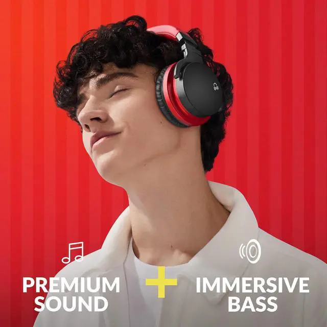 Alt view image 3 of 6 - MOVSSOU E7 Active Noise Cancelling Headphones Bluetooth Headphones Wireless Headphones Over Ear with Microphone Deep Bass, Comfortable Protein Earpads, 30 Hours Playtime for Travel/Work, Black