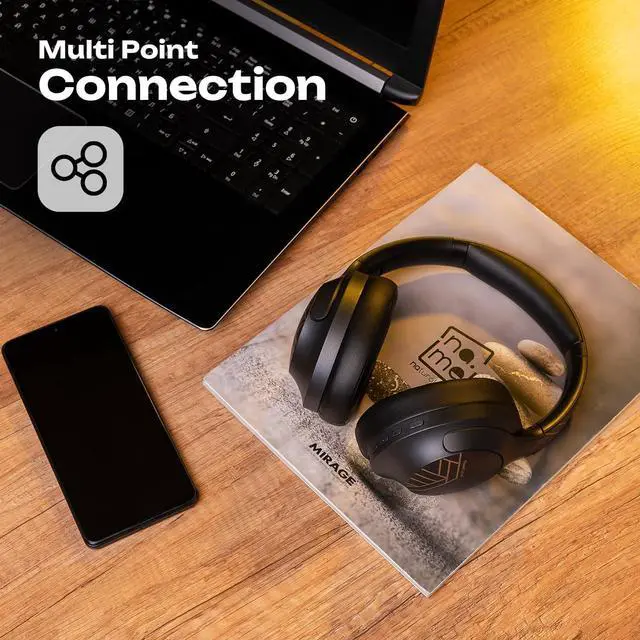 Alt view image 7 of 7 - PowerLocus Bluetooth Headphones Over Ear, 50H Playtime with 4 EQ Modes Wireless Headphones with Microphone, HiFi Stereo Deep Bass, Soft Ear Cups, Foldable Lightweight Headset for Travel/Office/Workout