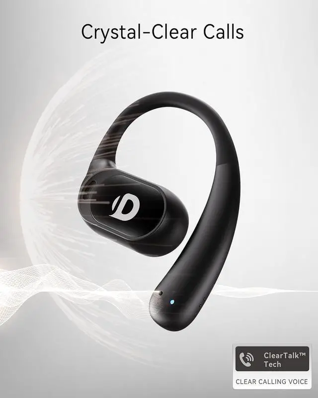 Alt view image 5 of 7 - Open Ear Earbuds, True Wireless Open Ear Headphones with Earhooks, Air Conduction earphones, Touch Control, Dual Noise-Cancelling Mics, Up to 30 Hours Power with Case, IPX5, Workouts, Yoga, Running