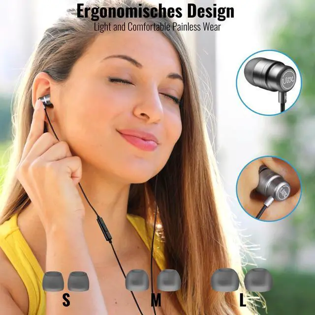 Alt view image 6 of 7 - UliX Rider Wired Earbuds in-Ear Headphones, 5 Years Warranty, Earphones with Microphone, with Anti-Tangle Cable, Ear Buds for iPhone, iPad, Samsung, School Students, Kids, Women, Small Ears - Grey