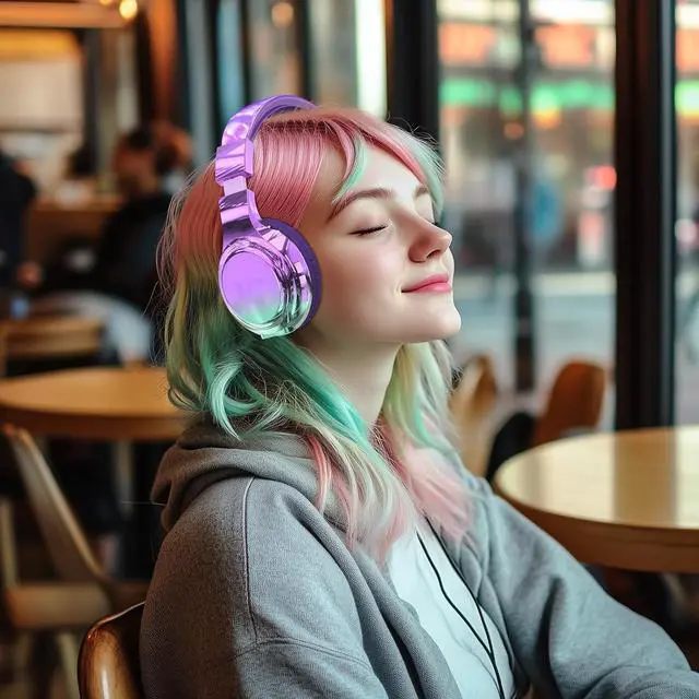 Alt view image 5 of 7 - QearFun Bluetooth Headphones for Kids, Wireless Headphones with Built-in Mic, Includes Aux Cord, USB C, 3.5mm Jack, Bluetooth 5.3, On Ear Kids Headphones for School/Travel/Tablet/iPad