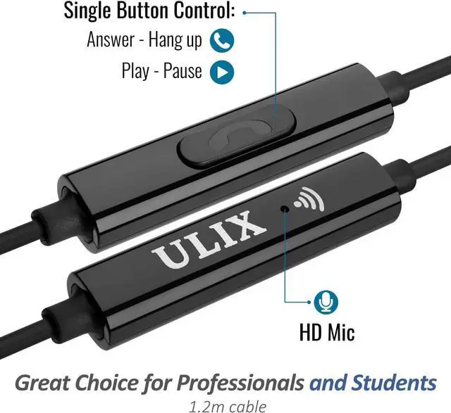 Alt view image 3 of 7 - UliX Rider Wired Earbuds in-Ear Headphones, 5 Years Warranty, Earphones with Microphone, with Anti-Tangle Cable, Ear Buds for iPhone, iPad, Samsung, School Students, Kids, Women, Small Ears - Grey