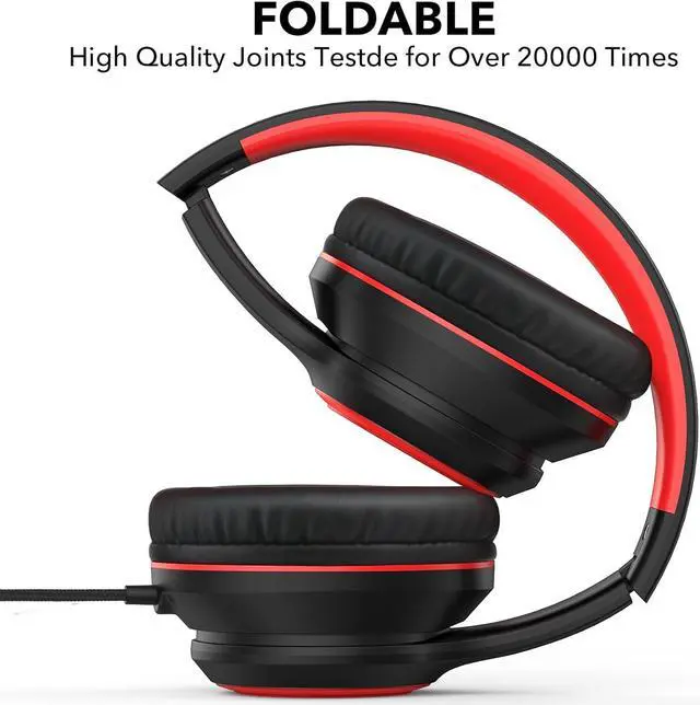 Alt view image 3 of 7 - A8 Wired Over-Ear Headphones with Microphone, Lightweight Folding Portable Headphones with 1.5M No-Tangle Cord, 3.5mm Plug in Headphones for Smartphone Tablet Computer MP3 / 4 (Black)