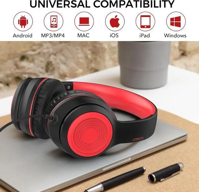 Alt view image 6 of 7 - A8 Wired Over-Ear Headphones with Microphone, Lightweight Folding Portable Headphones with 1.5M No-Tangle Cord, 3.5mm Plug in Headphones for Smartphone Tablet Computer MP3 / 4 (Black)