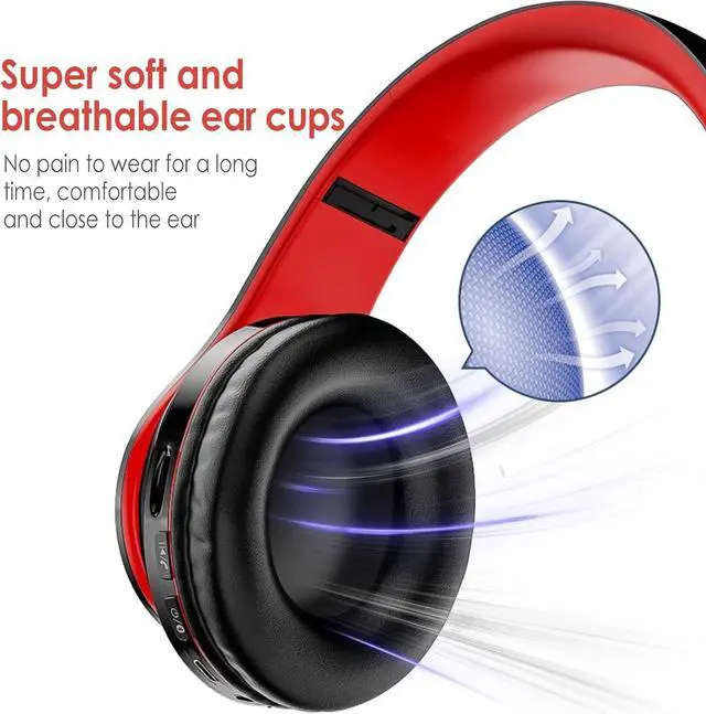 Alt view image 4 of 7 - 2022 Wireless Bluetooth Headphones,Colorful LED Lights Comfort Over Ear Foldable Headset with Built-in Microphone,FM,SD Card Slot,Wired for School/Tablet Computer/PC/TV/Cellphones/Travel