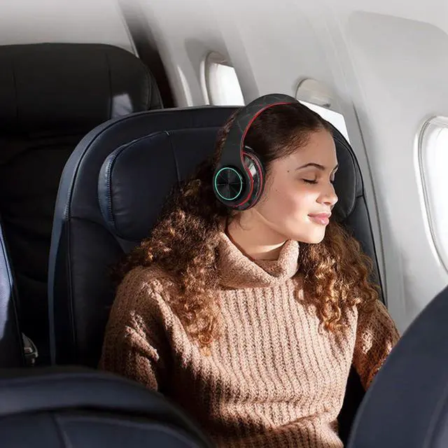 Alt view image 7 of 7 - 2022 Wireless Bluetooth Headphones,Colorful LED Lights Comfort Over Ear Foldable Headset with Built-in Microphone,FM,SD Card Slot,Wired for School/Tablet Computer/PC/TV/Cellphones/Travel
