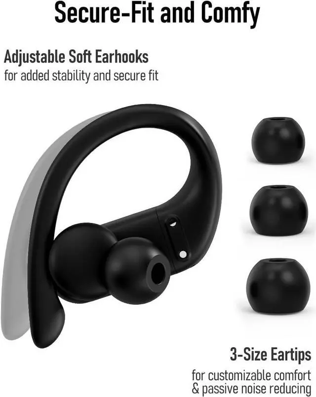 Alt view image 6 of 7 - Speed 301 Sports Wireless Earbuds Bluetooth Headphones Secure Fit for Workout & Running Clear Calls Sweatproof Ear Buds for iPhone & Android (SP301)