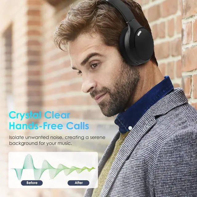 Alt view image 5 of 7 - Bluetooth Headphones, Wireless Over Ear Headphones with HiFi Stereo Microphone, Foldable Lightweight On Ear 5.4 Headphones with Deep Bass for Cellphone/Travel/Office/Home(Black)