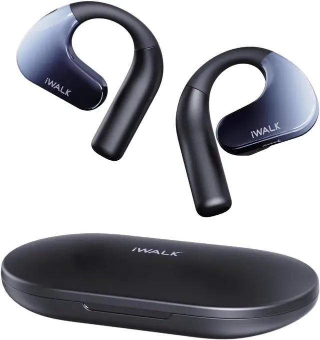 Main image of iWALK Open Ear Headphones, True Wireless Open Ear Earbuds with Comfort Earhooks, Bluetooth 5.3 Headphones 60H Playtime with Type-C Fast Charging Case, Clear Call Mics, Sweat-Proof for Sports/Workout