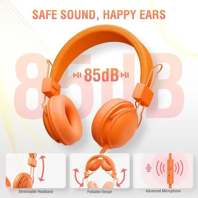 Alt view image 4 of 7 - Kids Headphones Bulk 12 Pack for School Wired, Colorful Classroom Rainbow Headsets with Microphone, 85dB Volume Limited, 3.5mm Jack, Sharing, Foldable for Chromebook & Laptop & Computer