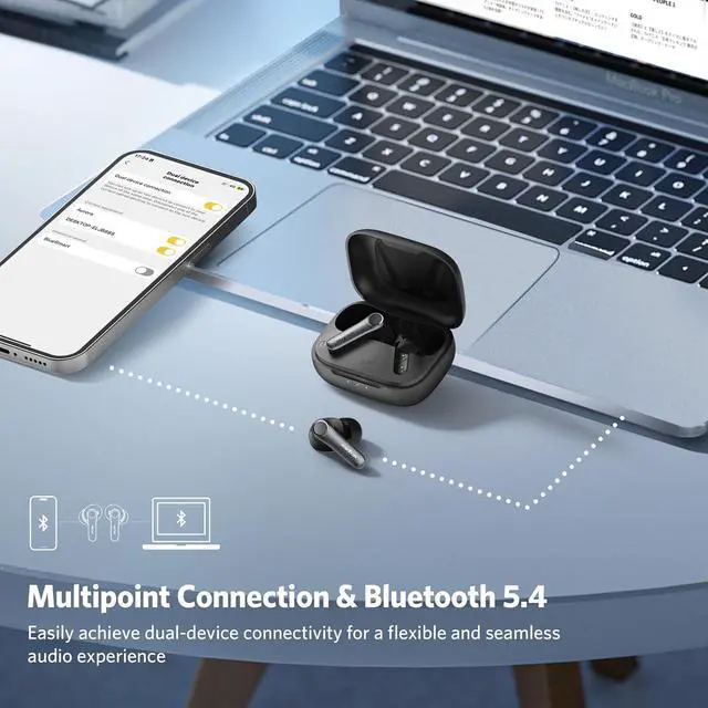 Alt view image 7 of 7 - EarFun Air Pro 4 Adaptive Hybrid Noise Canceling Wireless Earbuds, Qualcomm Snapdragon Sound, aptX Lossless, 6 Mics AI CVC 8.0 Call, LDAC Hi-Res Audio, 52H Playtime, Bluetooth 5.4, in-Ear Detection