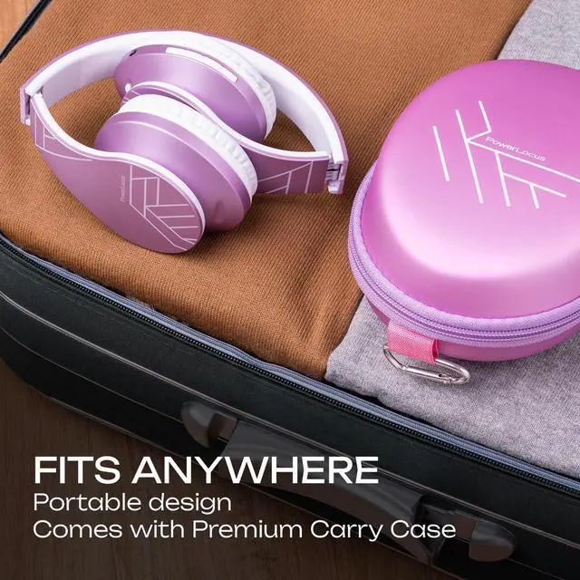 Alt view image 7 of 7 - PowerLocus Bluetooth Headphones Over Ear, Wireless Headphones with Microphone, Foldable Headphone, Soft Memory Foam Earmuffs & Lightweight, Micro SD/TF,FM Radio for iPhone/Android/Tablet/PC/TV(Purple)