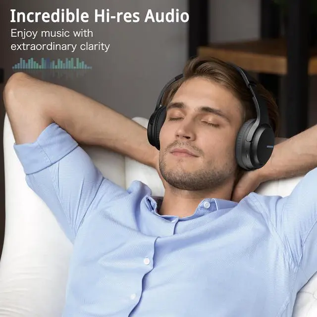 Alt view image 5 of 7 - AMORNO Bluetooth Headphones Over Ear, 68 Hours Playtime Wireless Headphones with Mic, Foldable Adjustable Lightweight HiFi Stereo Headset for Cellphone/PC/Work/Travel/Home/Office (Black)
