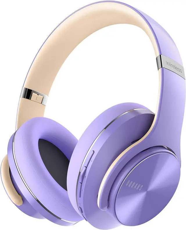 Main image of DOQAUS Bluetooth Headphones Over Ear, 90 Hours Playtime Wireless Headphones with 3 EQ Modes, Noise Isolating HiFi Stereo Headphones with Deep Bass, Mic, Soft Earpads for Cellphone/PC (Purple)