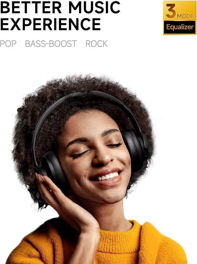 Alt view image 2 of 7 - Picun B8 Bluetooth Headphones, 120H Playtime Headphones Wireless Bluetooth with 3 EQ Modes, Low Latency, Hands-Free Calls, Over Ear Headphones for Travel Home Office Cellphone PC Black
