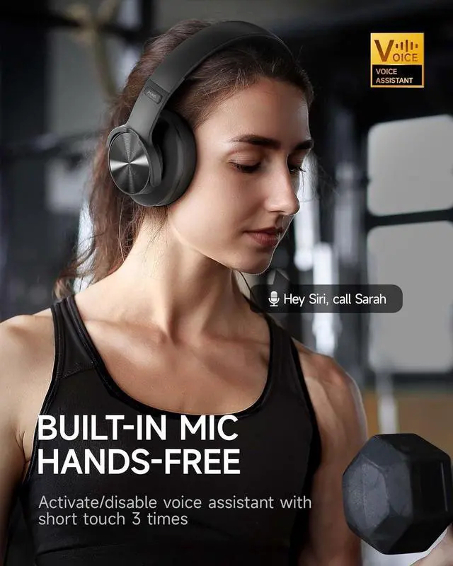 Alt view image 4 of 7 - Picun B8 Bluetooth Headphones, 120H Playtime Headphones Wireless Bluetooth with 3 EQ Modes, Low Latency, Hands-Free Calls, Over Ear Headphones for Travel Home Office Cellphone PC Black
