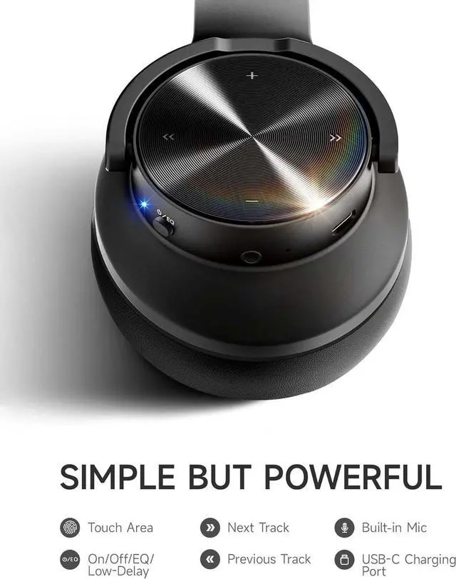 Alt view image 7 of 7 - Picun B8 Bluetooth Headphones, 120H Playtime Headphones Wireless Bluetooth with 3 EQ Modes, Low Latency, Hands-Free Calls, Over Ear Headphones for Travel Home Office Cellphone PC Black