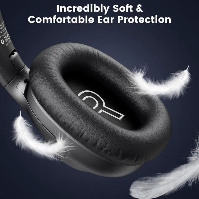 Alt view image 7 of 7 - Riibox Y7Pro Hybrid Active Noise Canceling Headphones, 80 Hours Playtime,Hi-Res Audio Wireless Over-Ear Bluetooth Headphones for Home Travel Office Meetings Deep Bass - Black