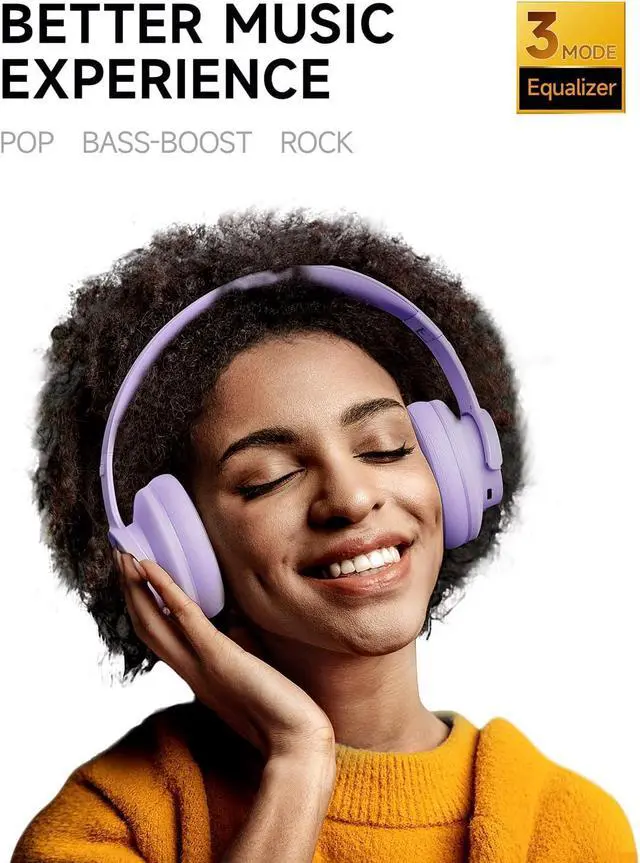 Alt view image 2 of 6 - Picun B8 Headphones Wireless Bluetooth, 120H Bluetooth Headphone Over Ear with 3EQ Music Modes, Hands-Free Calls, Deep Bass Headphones for Travel Home Office Cellphone PC (Purple)
