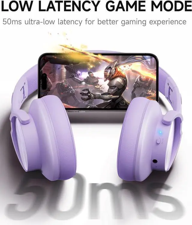 Alt view image 6 of 6 - Picun B8 Headphones Wireless Bluetooth, 120H Bluetooth Headphone Over Ear with 3EQ Music Modes, Hands-Free Calls, Deep Bass Headphones for Travel Home Office Cellphone PC (Purple)