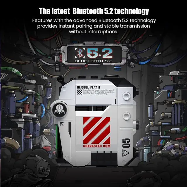 Alt view image 3 of 7 - Gravastar Wireless Earbuds Sirius P5,Bluetooth in-Ear Headphones with Stereo Sound,4 RGB Lights,40H Playback,ENC for Clear Call,Bluetooth 5.2,IPX4,Support Multipoint Connection(Defense Mecha)