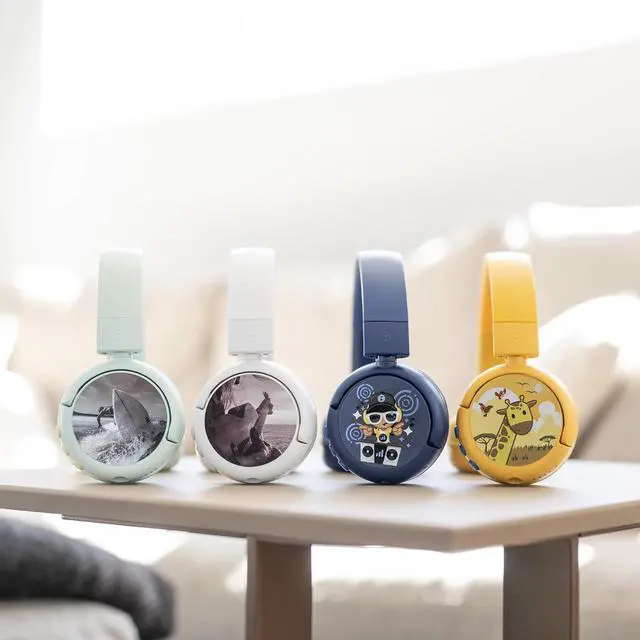 Alt view image 6 of 7 - BuddyPhones POP Fun Wireless Bluetooth On Ear Kids Headphones, Volume Limiting with Built-in Microphone for School/Home/Travel, Foldable Design for iPhone/iPad/Tablet, 24 Hrs Battery Life, Yellow