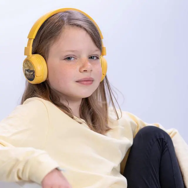 Alt view image 5 of 7 - BuddyPhones POP Fun Wireless Bluetooth On Ear Kids Headphones, Volume Limiting with Built-in Microphone for School/Home/Travel, Foldable Design for iPhone/iPad/Tablet, 24 Hrs Battery Life, Yellow