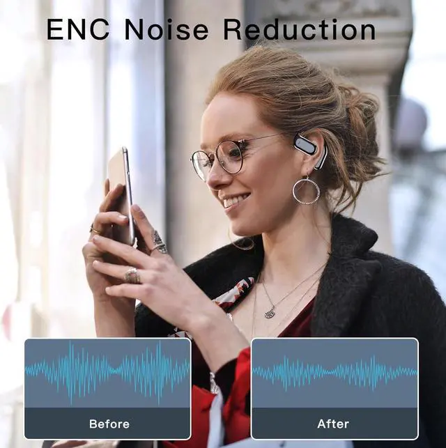 Alt view image 7 of 7 - Wireless Earbuds Bluetooth Earbuds Built-in Mic with Ear Hooks 50H Playtime Ear Buds LED Display Charging Case Waterproof Design for Running Fitness