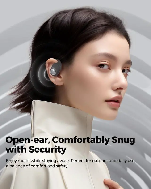 Alt view image 4 of 7 - SoundPEATS Open Ear Headphones Over Ear Buds, Upgraded Gofree2 Bluetooth V5.3 Stereo Earbuds with Bass Boost, 35Hrs Sports Earphones with Earhooks, IPX5 Waterproof Headsets for Workouts,Stable Comfort