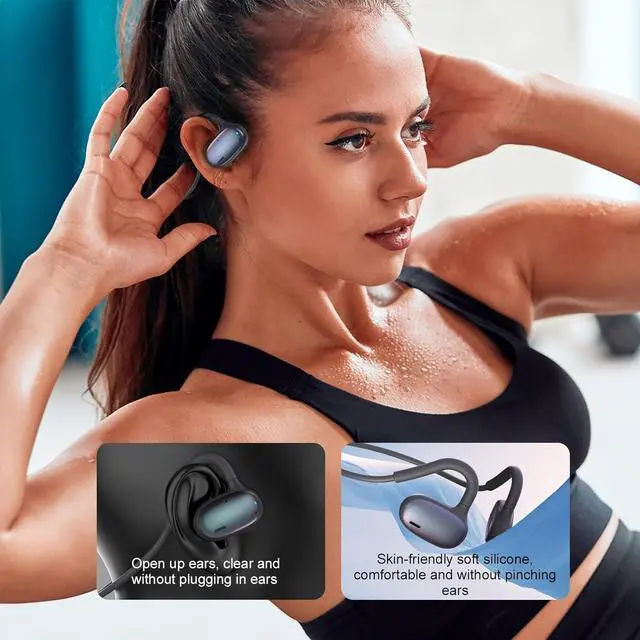 Alt view image 7 of 7 - Ulian Open Ear Sports Headphones, Air Conduction Bluetooth 5.3 Wireless Headset with Deep Bass, Noise Canceling and Comfort Wearing, IPX6 Waterproof Sports Earbuds for Gym, Workout, Running, Cycling