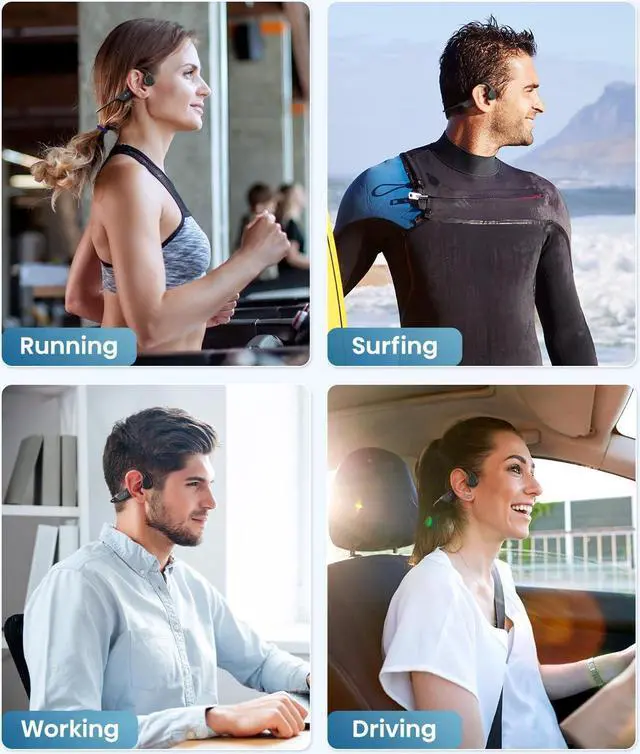 Alt view image 6 of 6 - Swimming headphones-bone conduction headphones, IP68 waterproof built-in MP3 player 32G memory, underwater swimming headphone, wireless open Earphones Bluetooth 5.3, for running, cycling (black)