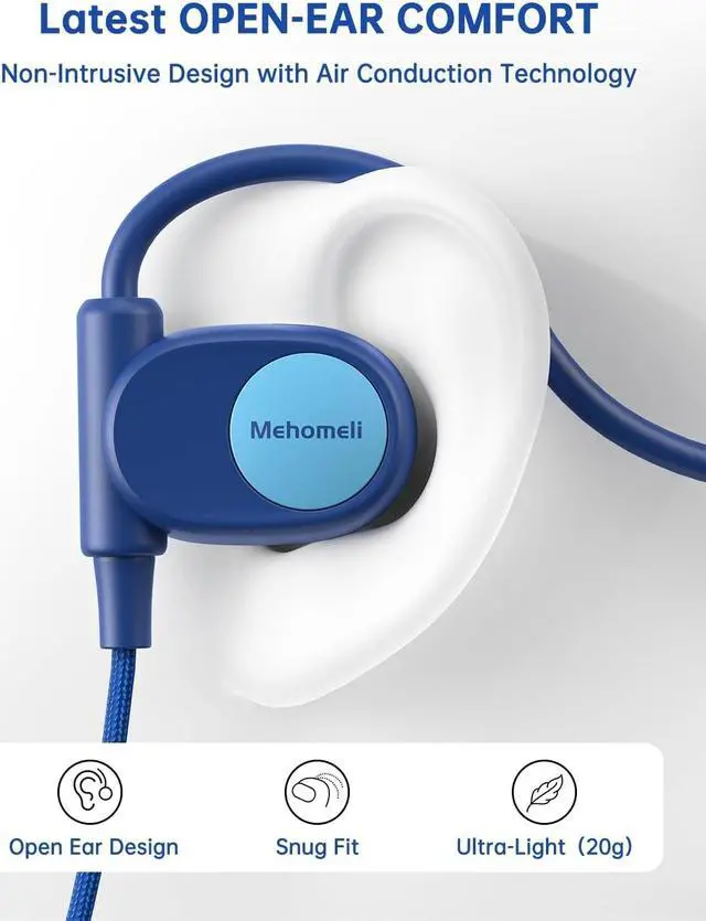 Alt view image 2 of 6 - Kid Headphones for School, Air Conduction Open Ear Headphones, 3.5mm Jack Wired Cord, Ultra-Comfort, Ergonomic and Lightweight Design Perfect for School and Outdoor Activities-Blue
