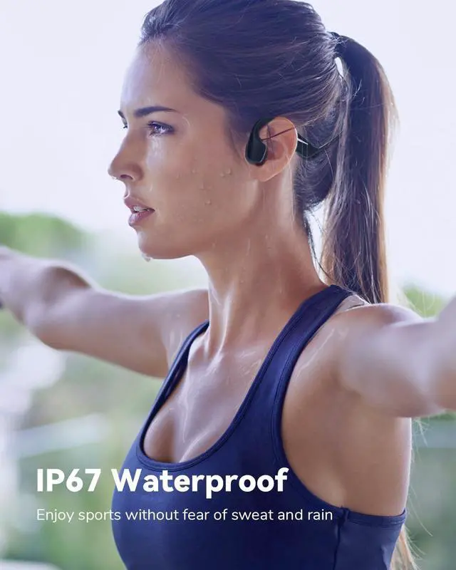 Alt view image 5 of 7 - MONODEAL Bone Conduction Headphones Bluetooth, Open Ear Headphones with Mic, IP67 Waterproof Sport Headset Long Battery Life 15Hrs Wireless Earphones for Running Workout Cycling