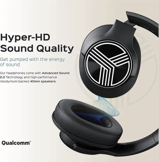 Alt view image 2 of 7 - TREBLAB Z2 Active Noise Cancelling Workout Headphones - Signature-HD Sound, Deep Bass, 35H Battery, Comfortable, Foldable Over Ear Bluetooth Headphones Wireless. for Gym, Sport, Travel. Mic for Calls