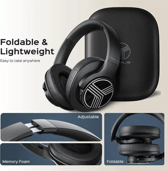 Alt view image 5 of 7 - TREBLAB Z2 Active Noise Cancelling Workout Headphones - Signature-HD Sound, Deep Bass, 35H Battery, Comfortable, Foldable Over Ear Bluetooth Headphones Wireless. for Gym, Sport, Travel. Mic for Calls