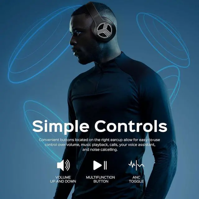 Alt view image 7 of 7 - TREBLAB Z2 Active Noise Cancelling Workout Headphones - Signature-HD Sound, Deep Bass, 35H Battery, Comfortable, Foldable Over Ear Bluetooth Headphones Wireless. for Gym, Sport, Travel. Mic for Calls