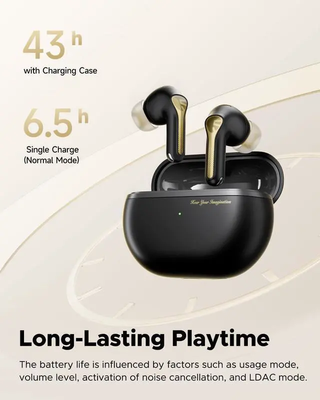 Alt view image 6 of 7 - SoundPEATS Capsule3 Pro+ Wireless Earbuds, Adaptive Noise Cancelling Bluetooth Headphones Hi Res HiFi Stereo Sound with xMEMS Speaker, True Wireless ANC Earphones & LDAC, 6 Mic 43H Playtime