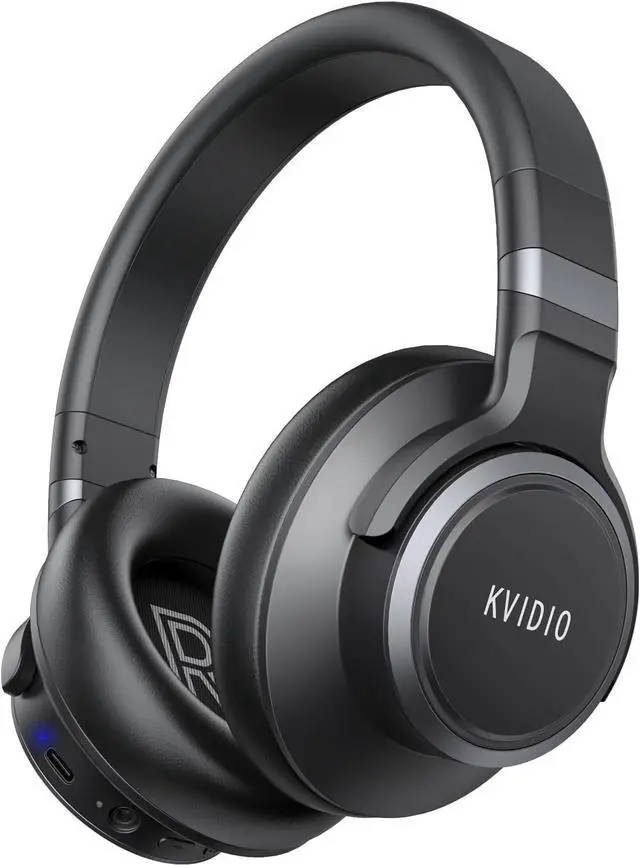 Main image of KVIDIO Active Noise Cancelling Headphones, 70 Hours Playtime Bluetooth Headphones Wireless with Microphone, Transparency Mode, Deep Bass and Hi-Fi Stereo Sound Over Ear for Travel Office