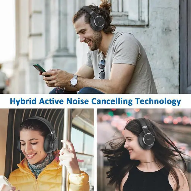 Alt view image 5 of 6 - KVIDIO Active Noise Cancelling Headphones, 70 Hours Playtime Bluetooth Headphones Wireless with Microphone, Transparency Mode, Deep Bass and Hi-Fi Stereo Sound Over Ear for Travel Office