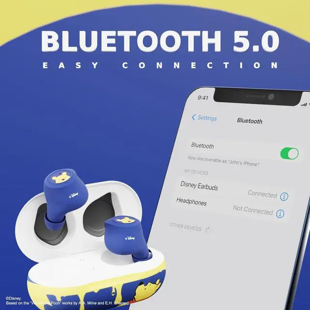 Alt view image 5 of 7 - Disney Winnie The Pooh Bluetooth Earbuds w/Charging Case- Wireless Headphones w/Built-in Mic+ Up to 30 Hrs Playtime- Winnie The Pooh Gifts for Women, Men, All Fans of Winnie The Pooh Stuff