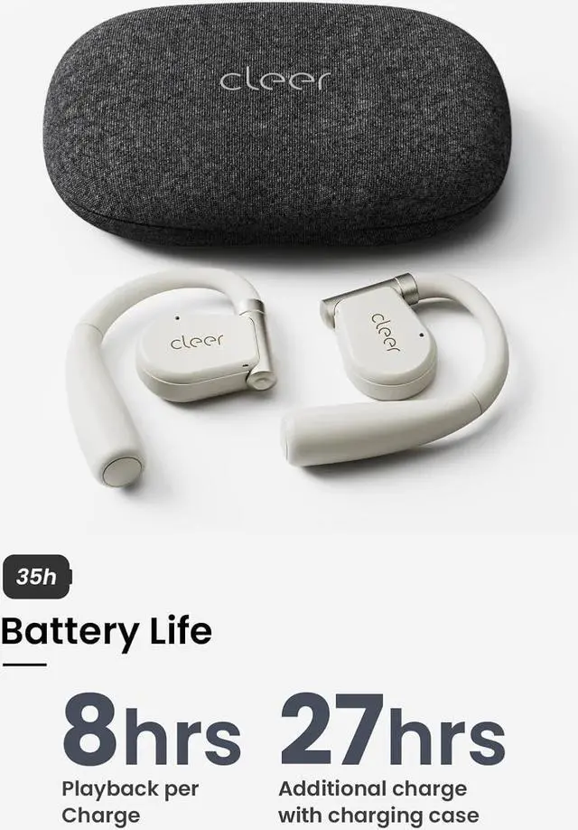 Alt view image 4 of 7 - Cleer ARC II Open-Ear True Wireless Bluetooth Headphones,Snapdragon Sound,Multipoint Connection,Secure Fit,IPX5 Waterproof,Crystal Clear Calls,35 Hours Playtime,for iPhone & Android (Light Grey)
