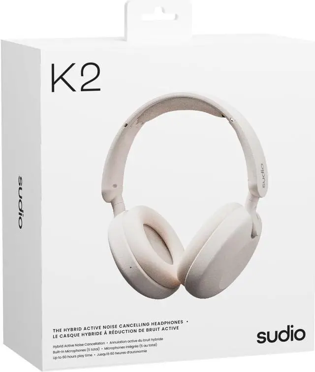 Alt view image 4 of 7 - Sudio K2 Wireless Bluetooth Over Ear Headphones, Noise Cancelling Headphones, USB-C Headphones, Wireless Headphones with Microphone, 60h Playtime, White