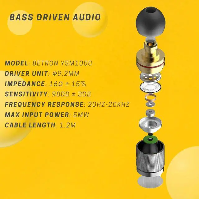 Alt view image 6 of 7 - Betron YSM1000 Earphones in Ear Headphones Wired 3.5mm Jack Tangle-Free Cable Case and Noise Isolating Earbuds