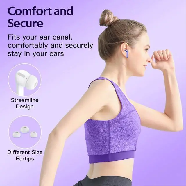 Alt view image 7 of 7 - TAGRY Bluetooth Headphones True Wireless Earbuds 60H Playback LED Power Display Earphones with Wireless Charging Case IPX5 Waterproof in-Ear Earbuds with Mic for TV Smart Phone Laptop Computer Sports