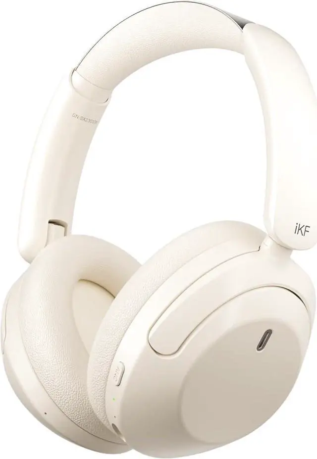 Main image of iKF-T3 Wireless Headphones Bluetooth 5.3 Active Noise Cancelling 125H Playtime Hi-Res Smart App Control 38ms Low Latency Foldable Lightweight Headset for PC Home Travel Office (YunYan-White)