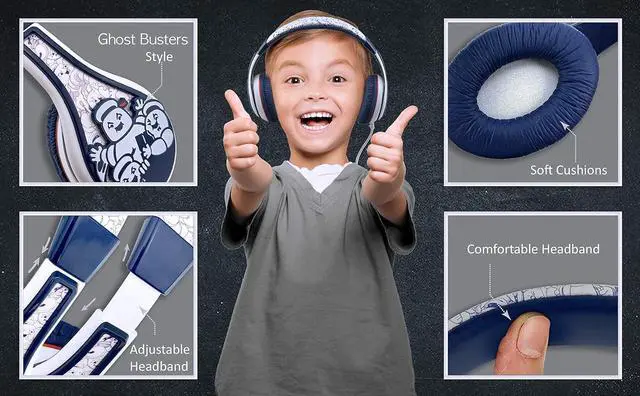 Alt view image 2 of 7 - eKids Ghostbusters Kids Headphones, Adjustable Headband, Stereo Sound, 3.5Mm Jack, Wired Headphones for Kids, Tangle-Free, Volume Control, for Fans of Ghostbusters Merchandise