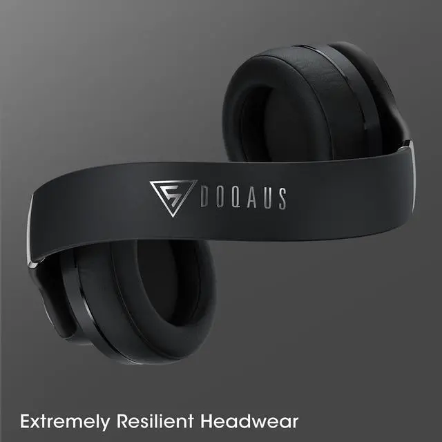 Alt view image 5 of 7 - DOQAUS Bluetooth Headphones Over Ear, 90 Hours Playtime Wireless Headphones with 3 EQ Modes, Noise Isolating HiFi Stereo Headphones with Deep Bass, Microphone, Soft Earpads for Cellphone/PC (Black)